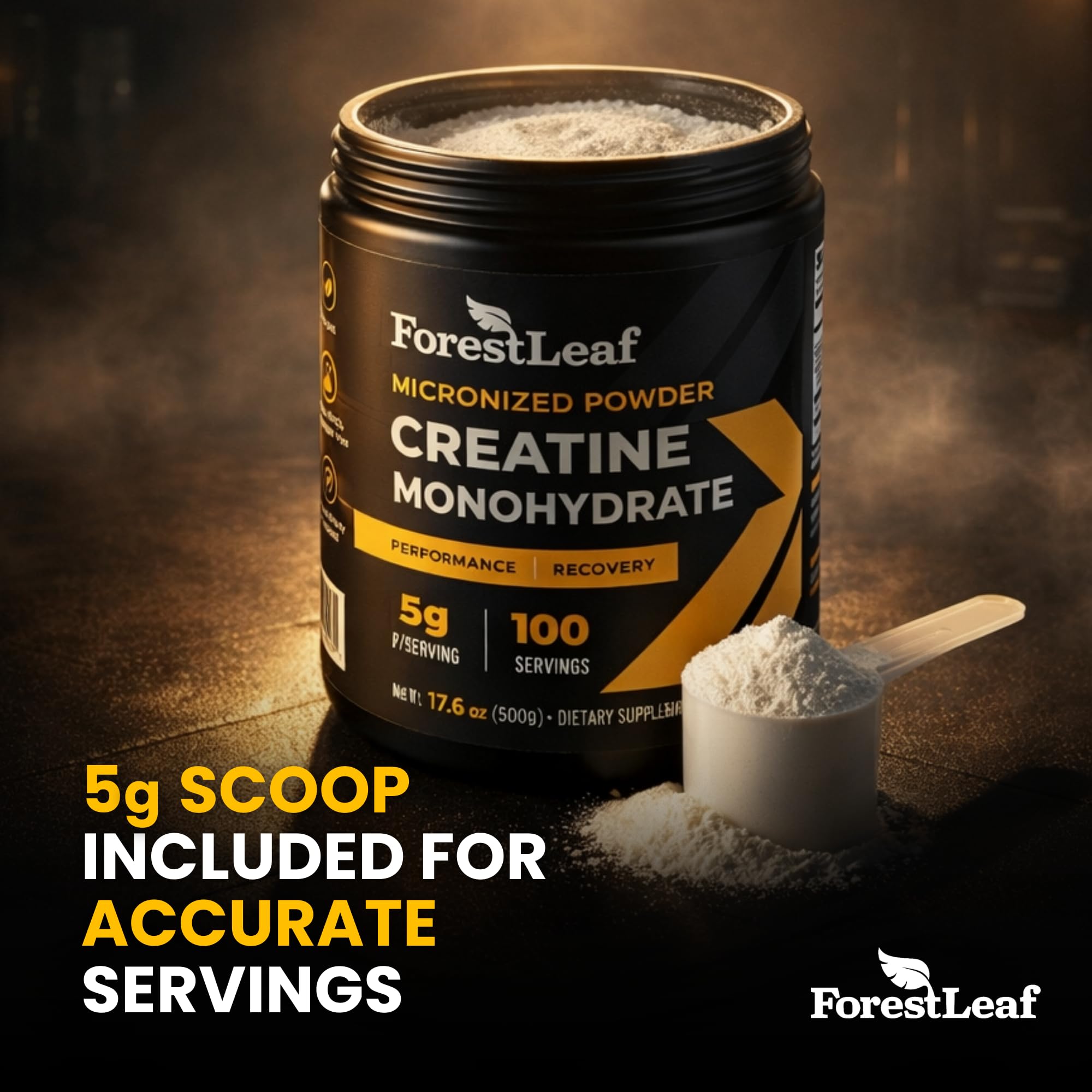 ForestLeaf Micronized Creatine Monohydrate Powder - Maximize Muscle Growth & Strength - Unflavored Creatine for Women and Men