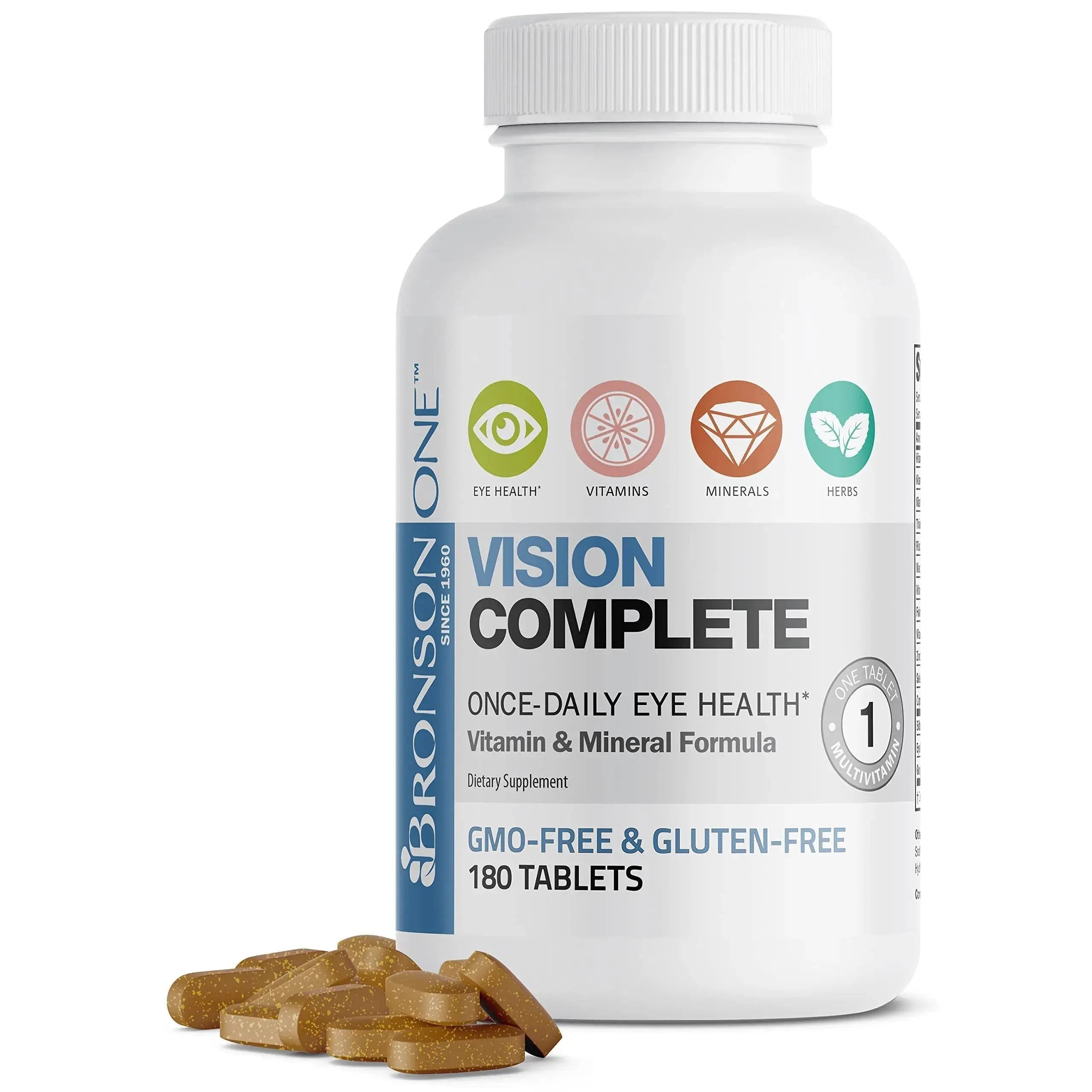 Bronson ONE Daily Vision Complete Eye Health Support Multivitamin Multimineral Supplement Formula, 180 Tablets Bronson Au supplements