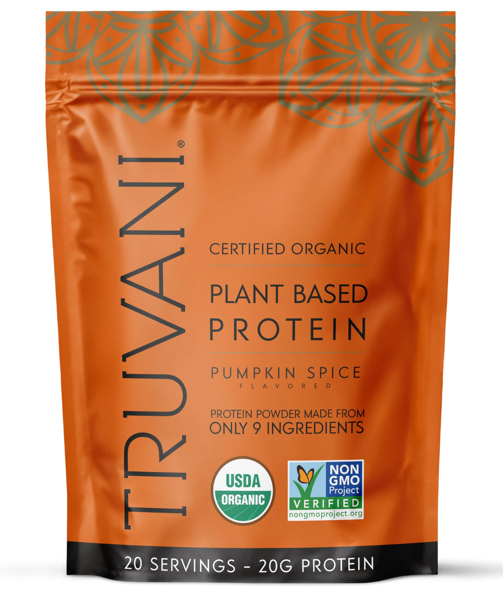Truvani Vegan Pea Protein Powder | Pumpkin Spice | 20g Organic Plant Based Protein | 20 Servings | Keto | Gluten & Dairy Free