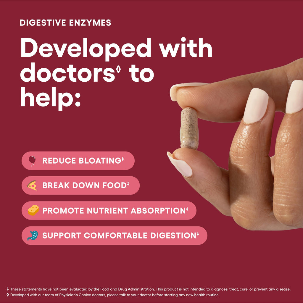 Physician's CHOICE Digestive Enzymes for Bloating & Digestion - 16 Enzymes with Organic Prebiotics & Probiotics for Gut