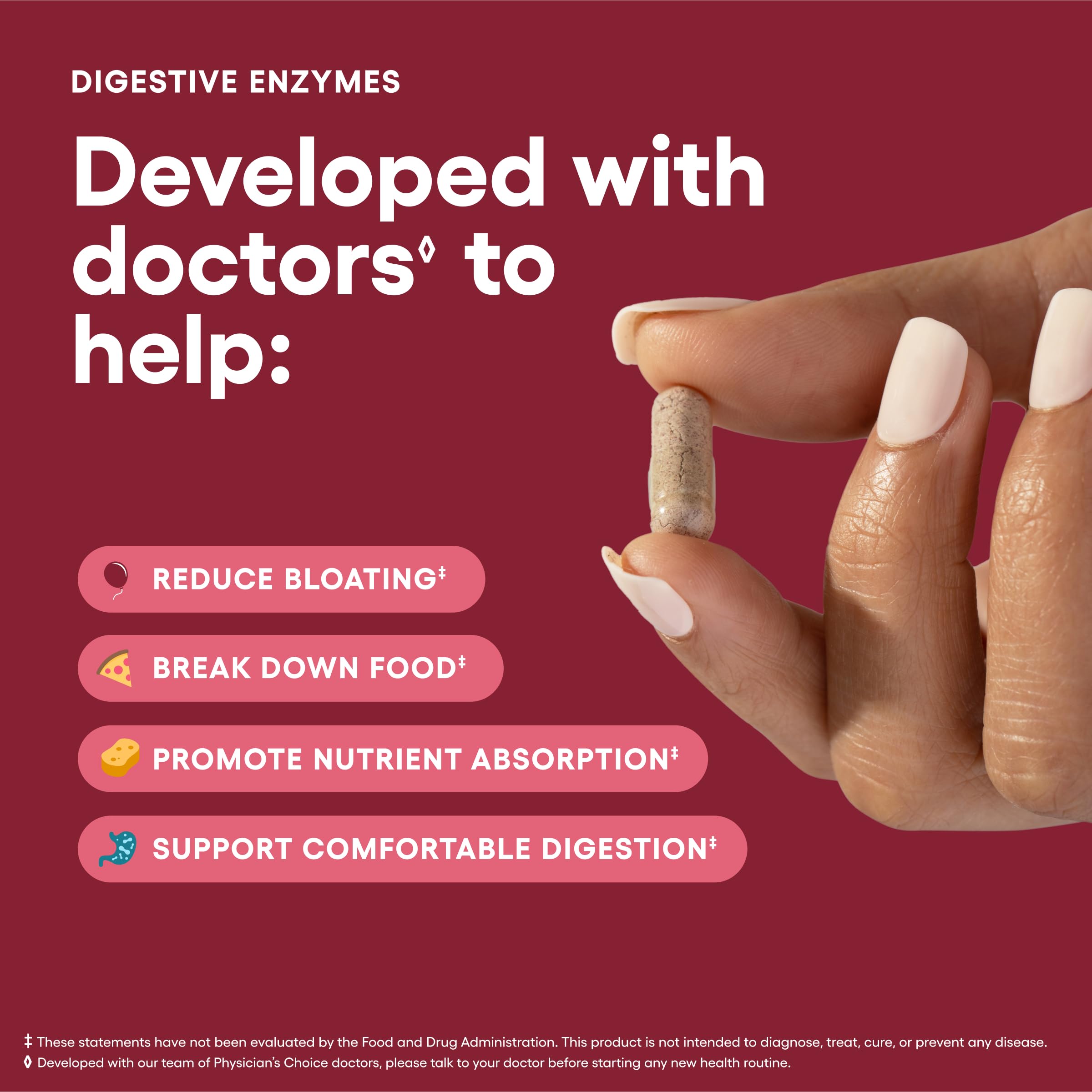 Physician's CHOICE Digestive Enzymes for Bloating & Digestion - 16 Enzymes with Organic Prebiotics & Probiotics for Gut