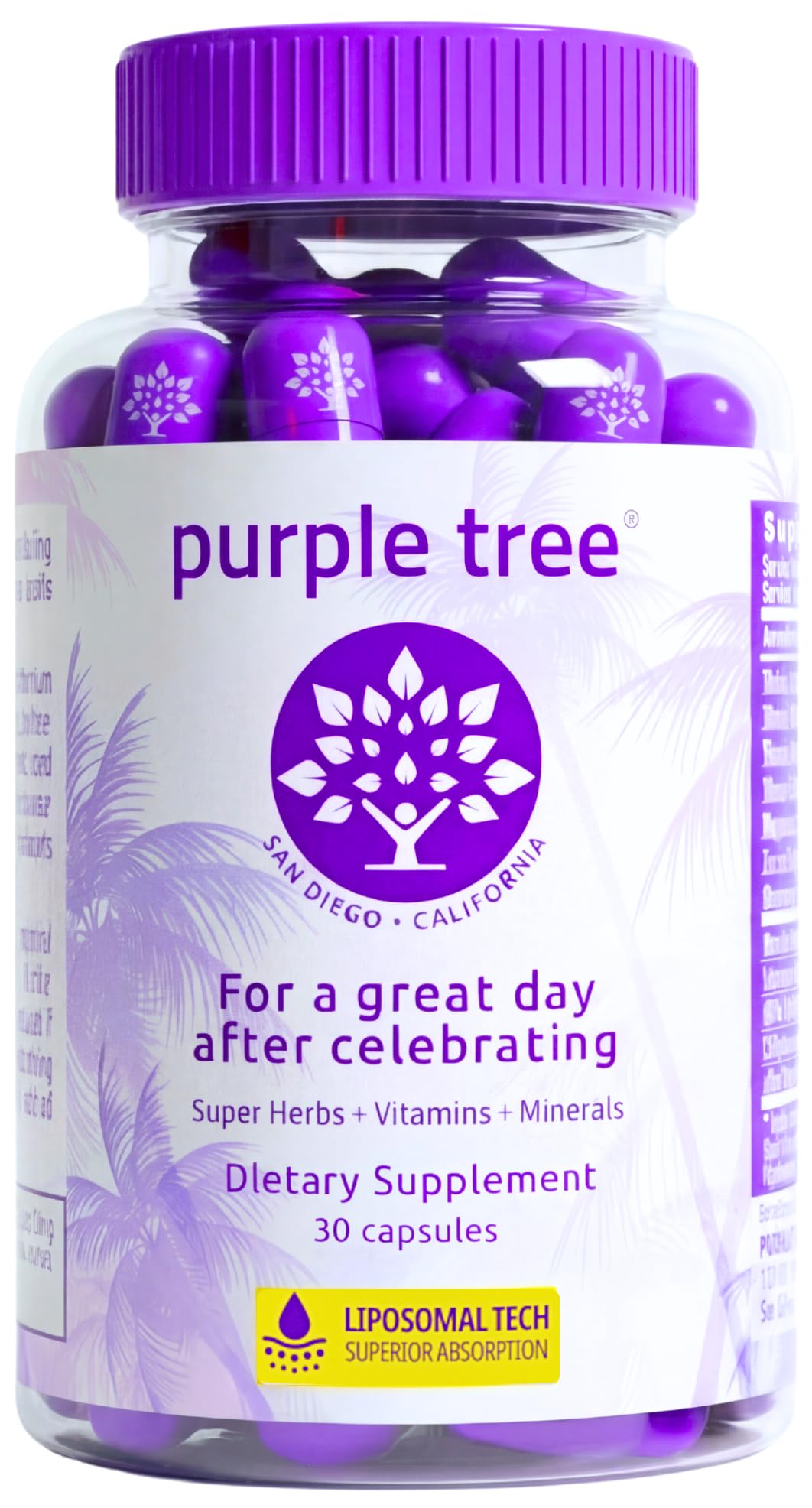 purple tree Post-Celebration Wellness Supplement for Liver Support & Hydration | Liposomal Dihydromyricetin (DHM), L-Glutathione, Milk Thistle