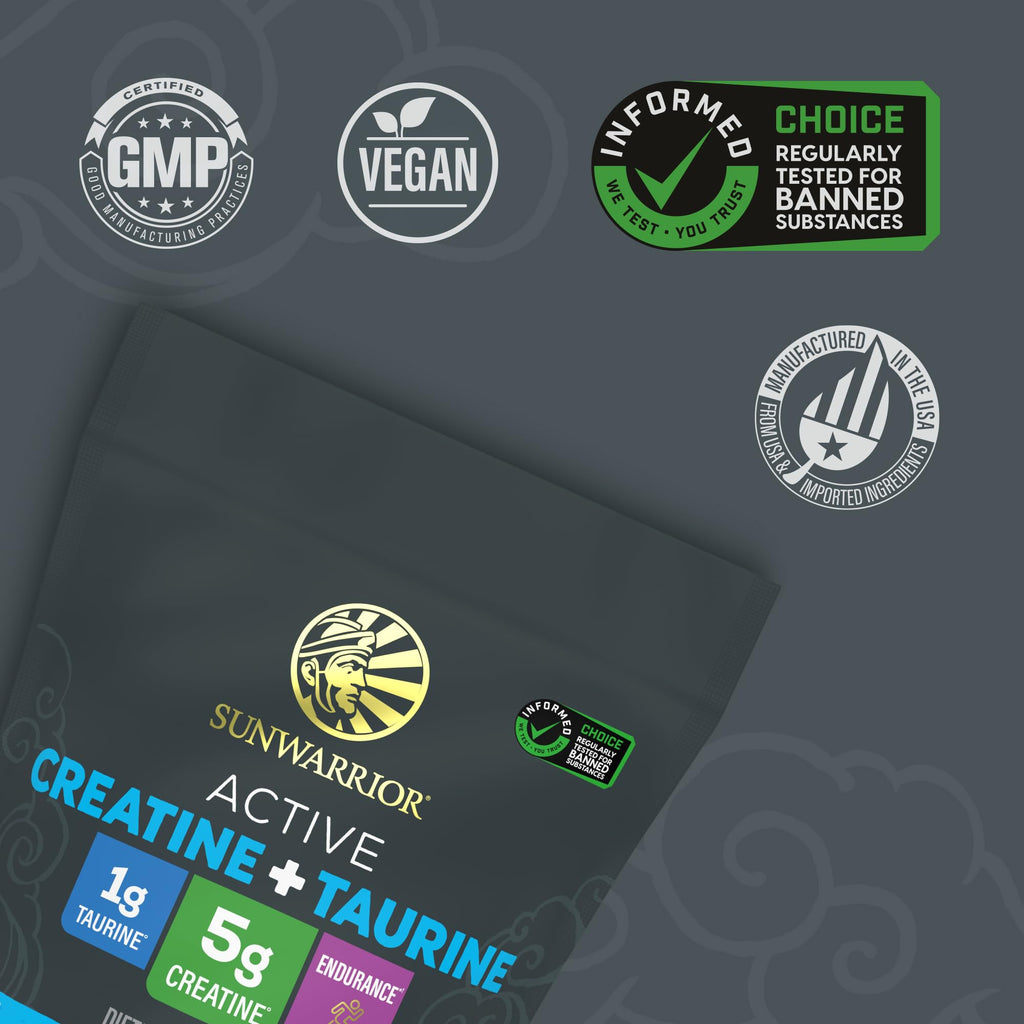 Creatine Monohydrate Powder Taurine Supplement, 5g Creatine Monohydrate 1g Taurine per Serving | Vegan Muscle Strength, Endurance & Recovery Support, Clean Performance Formula | 60 Servings Unflavored Sunwarrior Au supplements