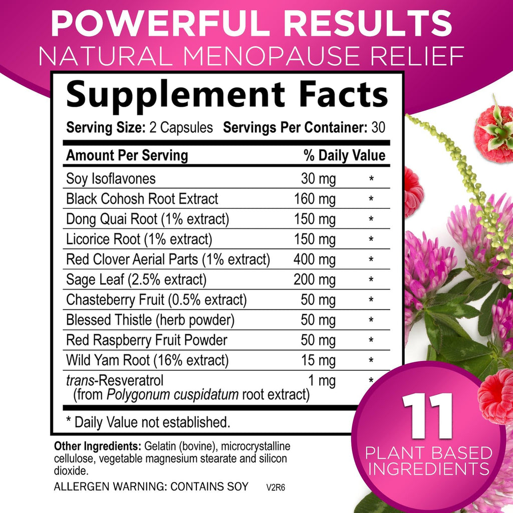 Menopause Supplements for Women - Complete Menopause Relief with Dong Quai & Black Cohosh - For Natural, Mild Hot Flash & Night Sweats - Hormone, Energy & Balance Support, Bottled in USA - 60 Capsules Nature's Nutrition Au supplements