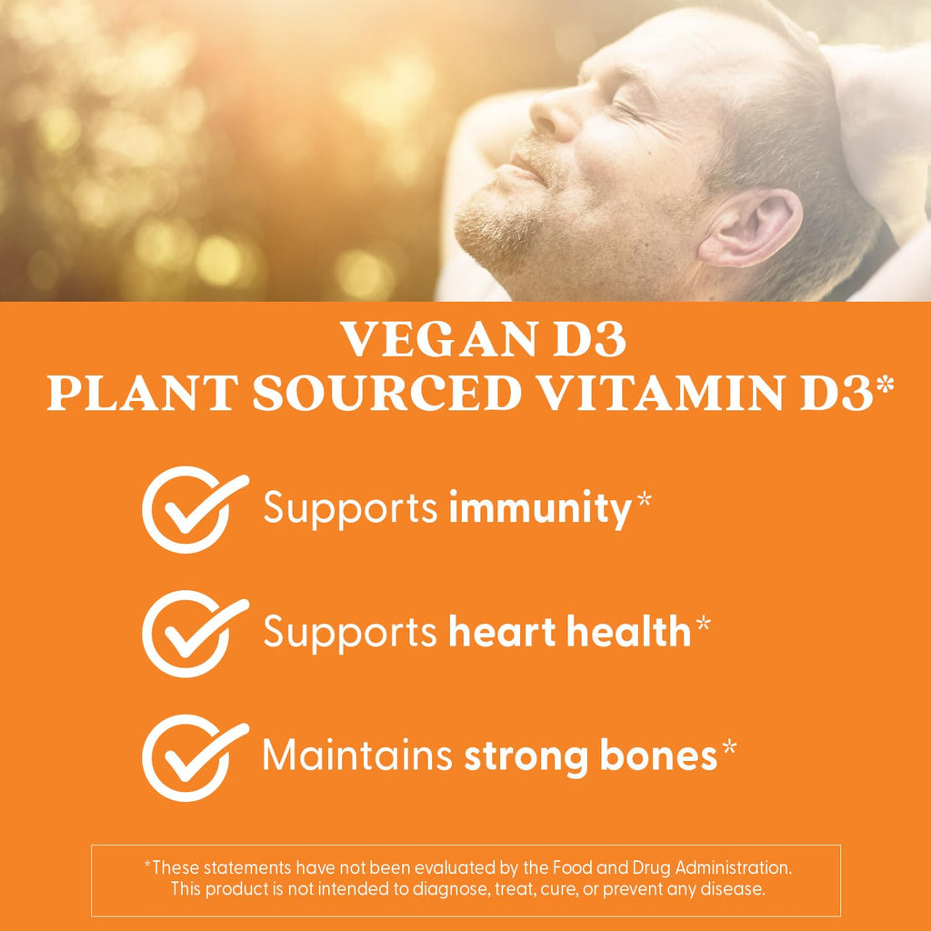 Doctors Best Vegan Vitamin D3 2500 IU Veg Caps - Vegan Vitamin D Supplement for Men & Women, Helps Support Calcium Absorption, Heart Health & Immune Support,
