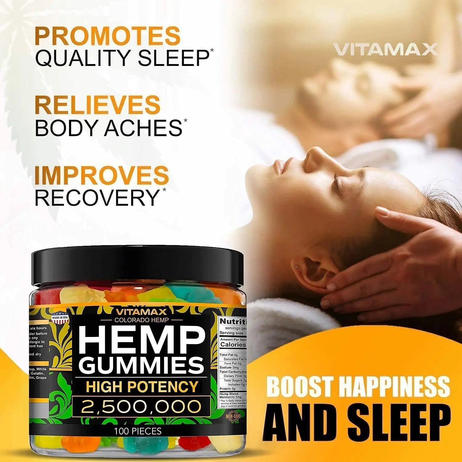Vitamax Hemp Gummies - Great for Peace & Relaxation - 2,500,000 - Natural Fruit Flavors Vitamax Au supplements