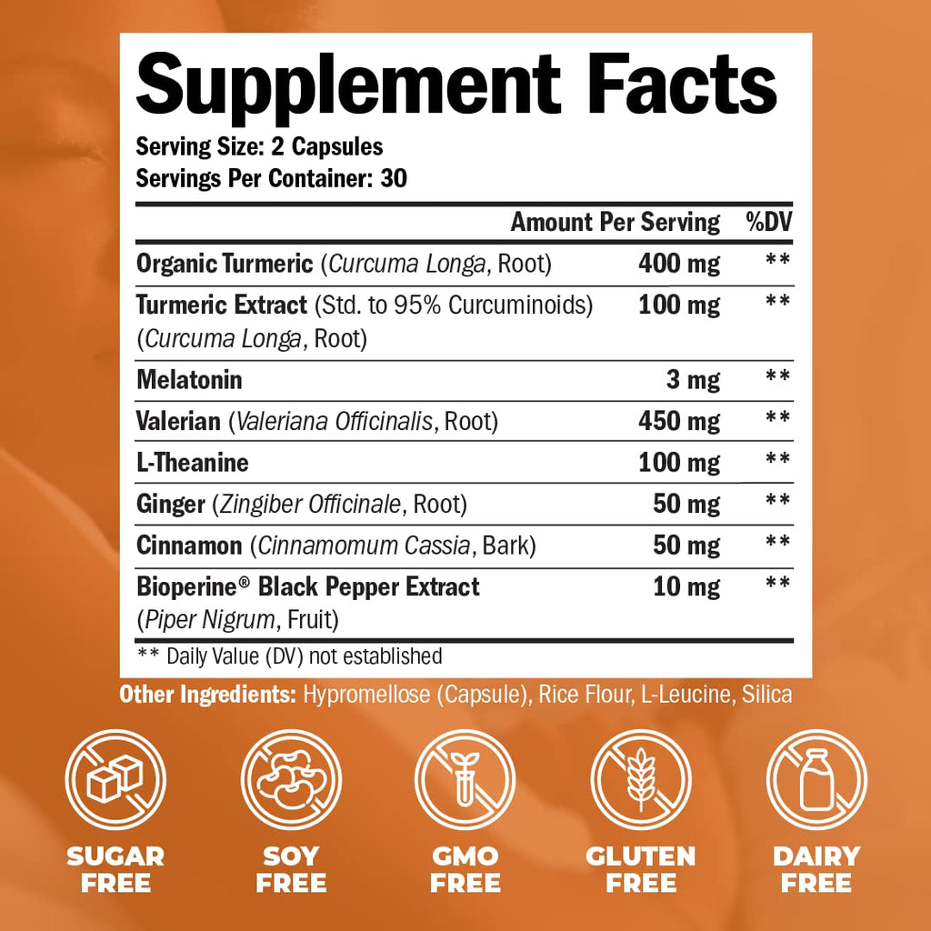 Turmeric, Melatonin & Valerian Root Sleep Aid Supplement. Natural Sleep Aid for Adults Vimerson Health Au supplements