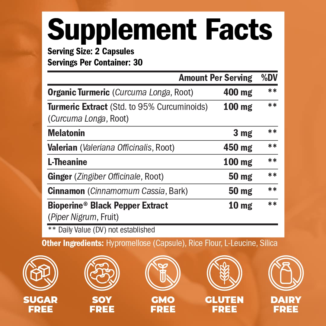 Turmeric, Melatonin & Valerian Root Sleep Aid Supplement. Natural Sleep Aid for Adults Vimerson Health Au supplements
