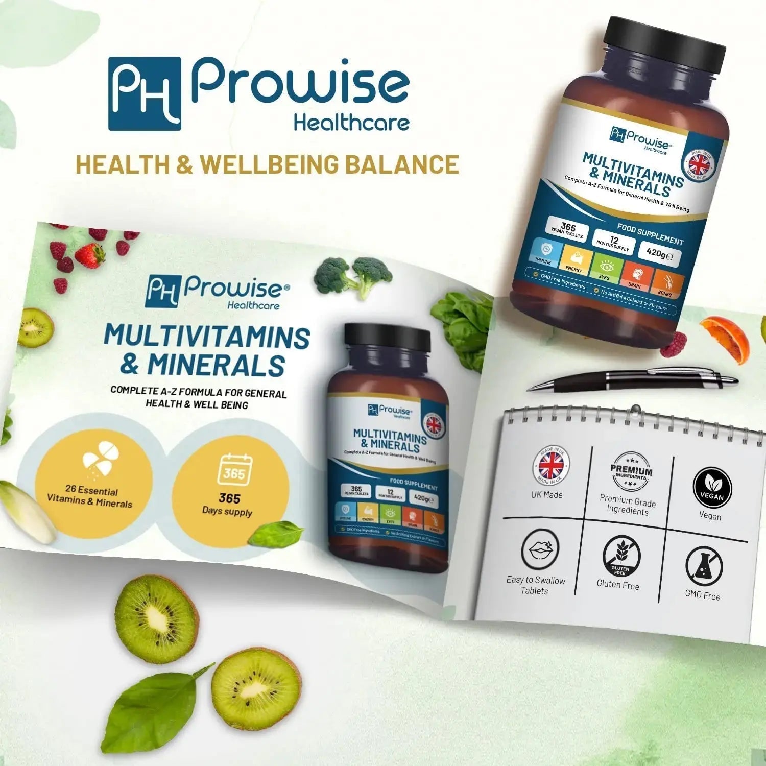 A-Z Multivitamins & Minerals I 365 Vegan Tablets (1 Year Supply) I 26 Essential Active Vitamins, Minerals & Micronutrients PH PROWISE Healthcare Au supplements