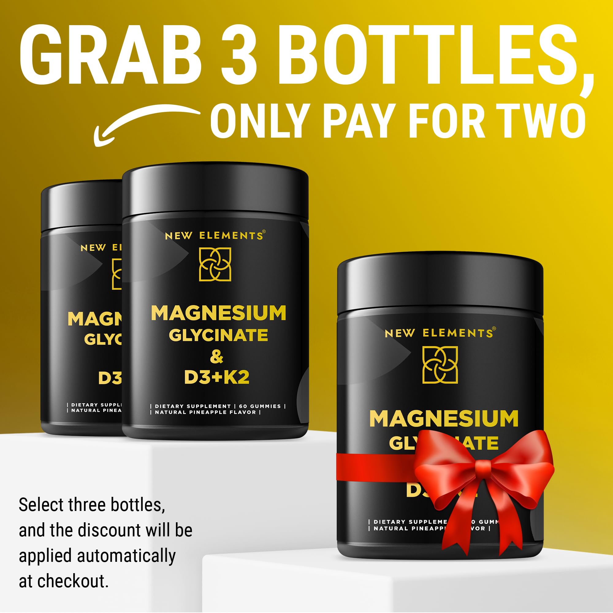 Calm Magnesium Glycinate Gummies 500mg with High-Potency Vitamin D3 10000iu & Vitamin K2 100mcg | Stress Relief, Relaxation & Bone Support for Adults