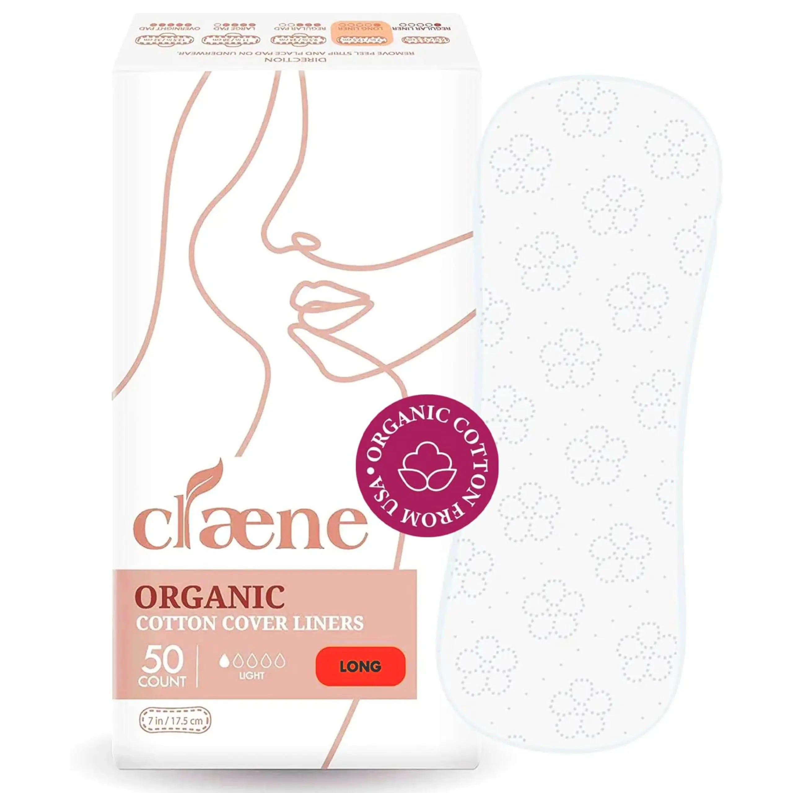 Claene Organic Cotton Panty Liners, Unscented, Thin, Cruelty-Free, Daily, Breathable Organic Panty CLAENE Au supplements