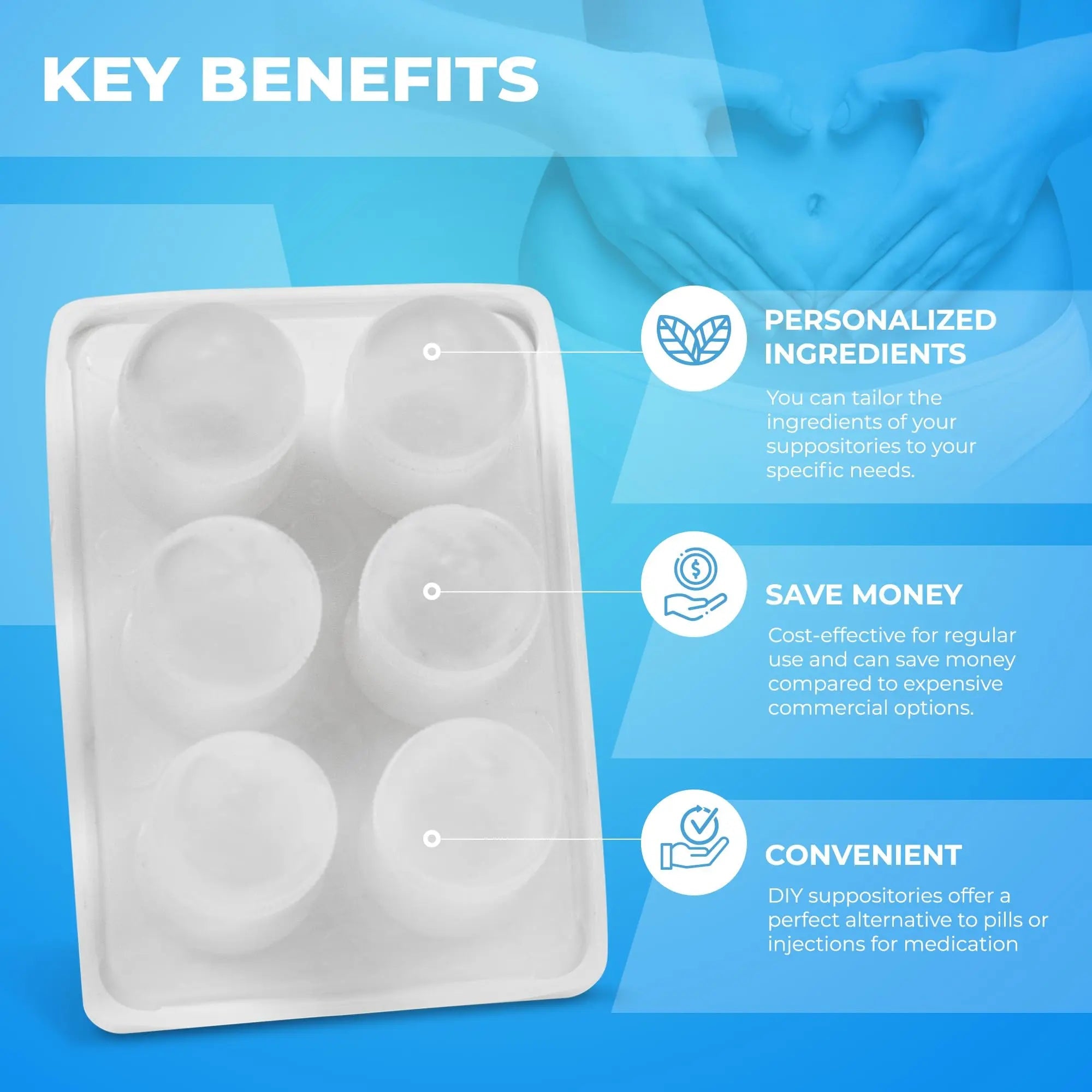 Suppository Molds Kit - Made in France, 3 Sizes (1ml, 2ml, 3ml), Reusable Suppositories Mold - 4 Trays Hoxycom Au supplements