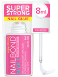 Super Strong Nail Glue for Press On Nails, Nail Tips & Acrylic Nails (8ml) NYK1 NailBond Brush