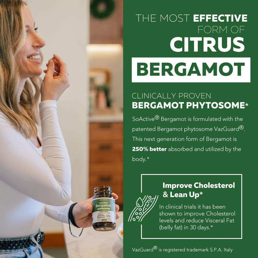 SoActive Bergamot: 2.5X More Effective, Italian Citrus Bergamot Phytosome - Clinically Validated | Enhanced with Grape Seed Extract