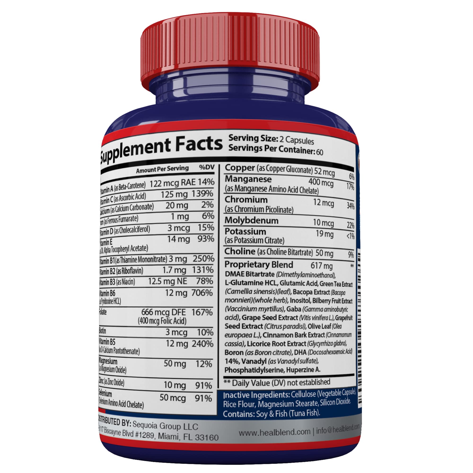 Neuro Plus Brain & Focus Formula - Nootropic Brain Booster Supplement, Supports Brain Health, Mental Clarity & Focus - Enhances Concentration & Mental Energy – 120 Capsules (1) healblend Au supplements