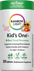 Rainbow Light Kids One + Multivitamin | 50 Chewable Tablets | with Iron & Tummy Friendly Probiotics | Fruit Punch Flavor | Real Food Nutrients Rainbow Light Au supplements