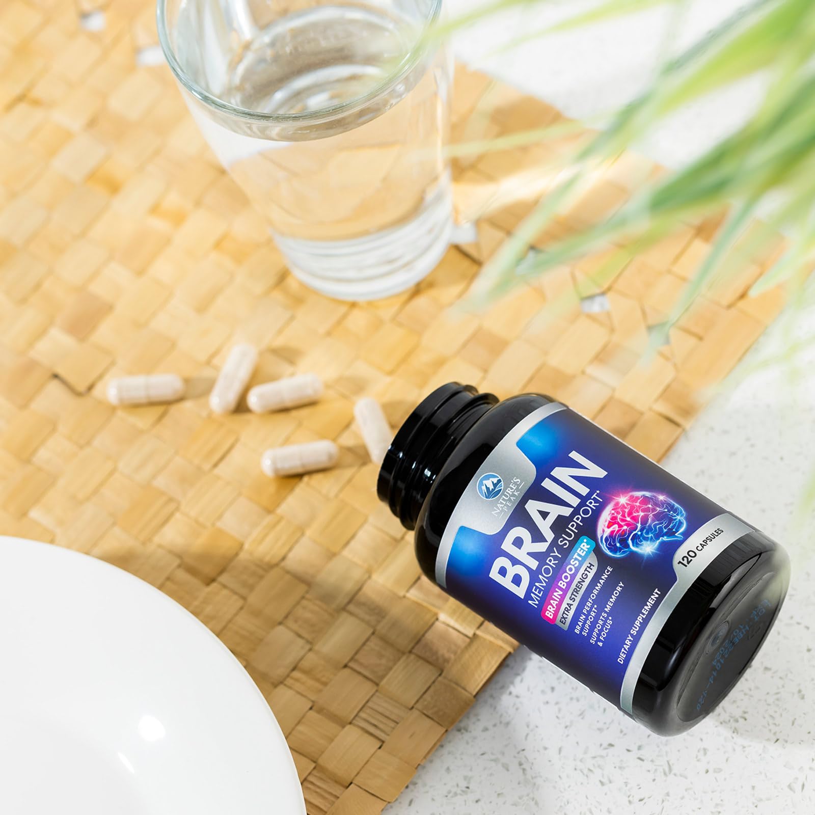 Brain Memory Supplement - 3X Strength Nootropics for Concentration, Clarity & Focus Support - Brain Health Cognitive Vitamins with Bacopa, Phosphatidylserine & DMAE, Brain Booster Pills, 120 Capsules Nature's Peak Au supplements