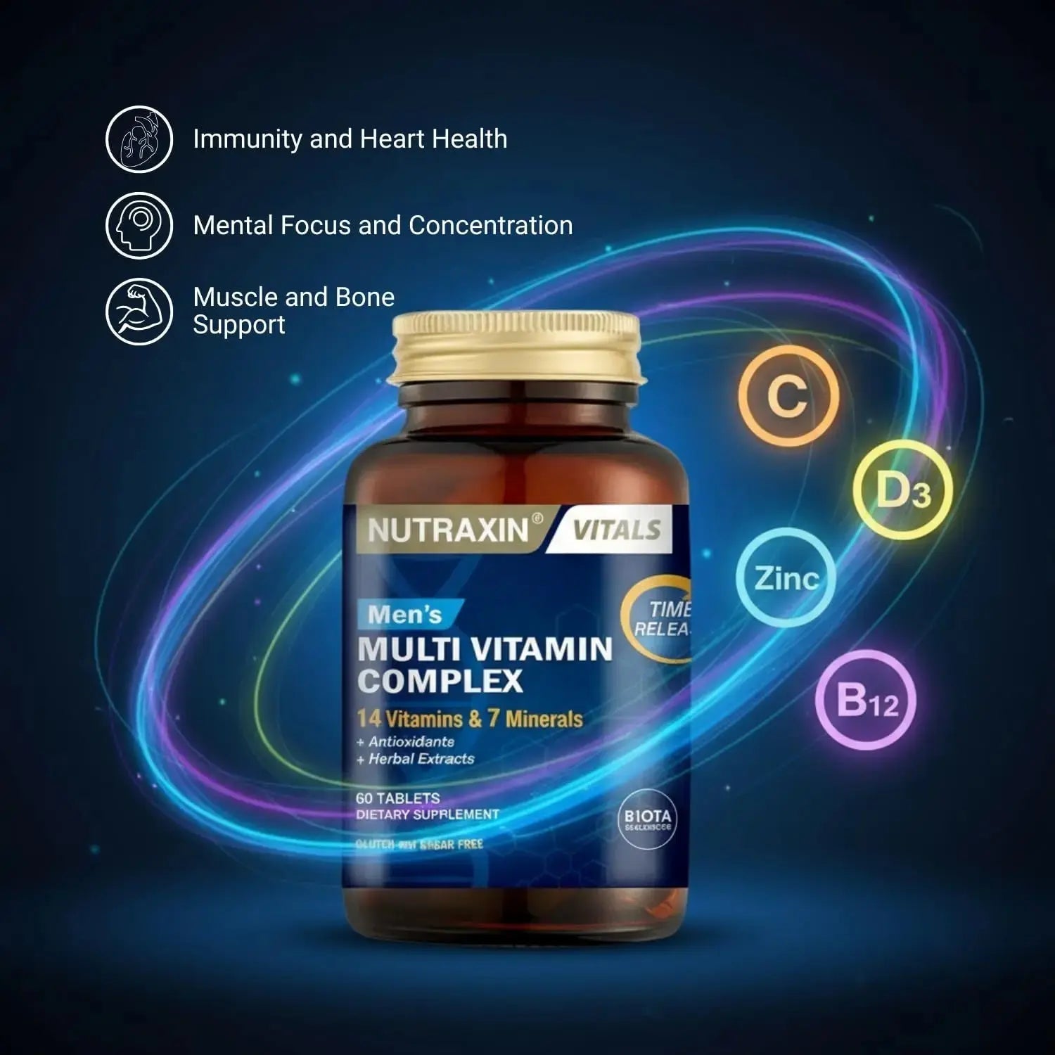 Nutraxin Men's Multivitamin & Mineral Complex, 60 Tablets Nutraxin Au supplements