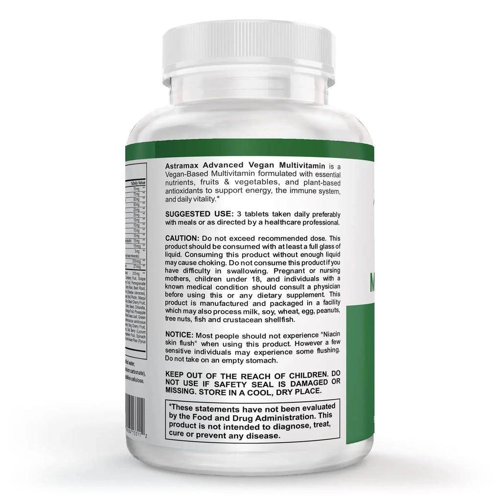 Astramax Advanced Vegan Multivitamin | Whole Food-Based Vitamin & Mineral Complex with 26 Nutrients, B12, D3, Probiotics & 42 Superfoods | Astramax Au supplements