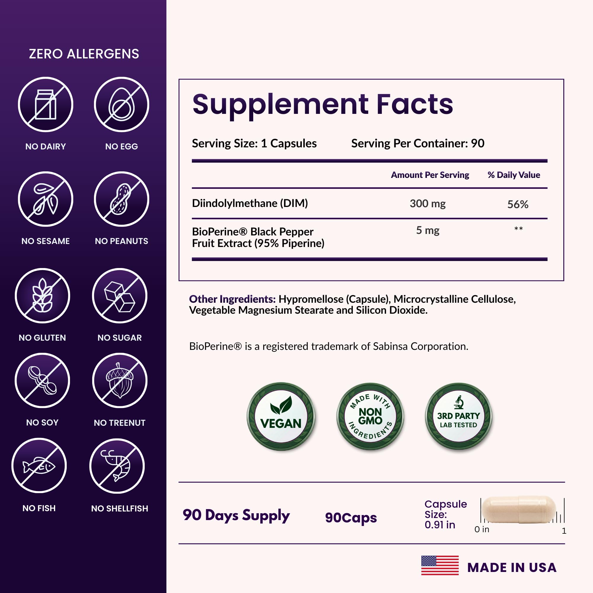 ForestLeaf DIM Supplement - 300mg DIM Estrogen Supplement for Women/Men - Diindolylmethane with BioPerine Black Pepper - Support for Detox, Metabolism, Hormone Balance & Menopause - 90 Caps ForestLeaf Au supplements