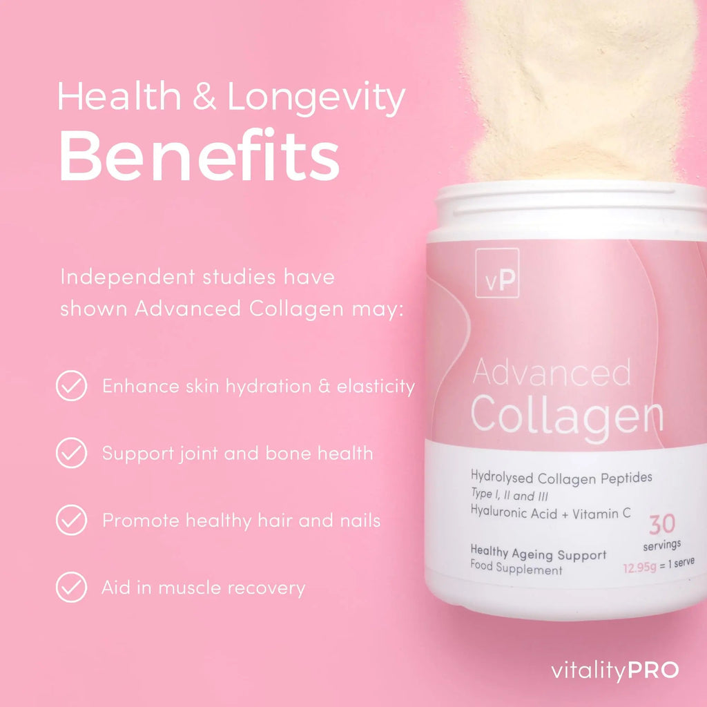 Advanced Collagen with Hyaluronic Acid - 12.95g x 30 Servings - Type 1 2 3 vP Vitality Pro Au supplements