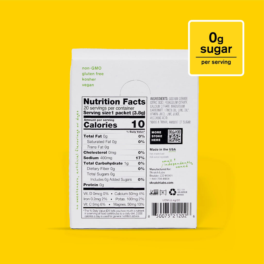 Skratch Labs Unsweetened Hydration Sport Drink Mix | Sugar Free | Electrolytes Booster | Lemon + Lime Bundle | Non-GMO, Vegan, Kosher, Keto, Paleo