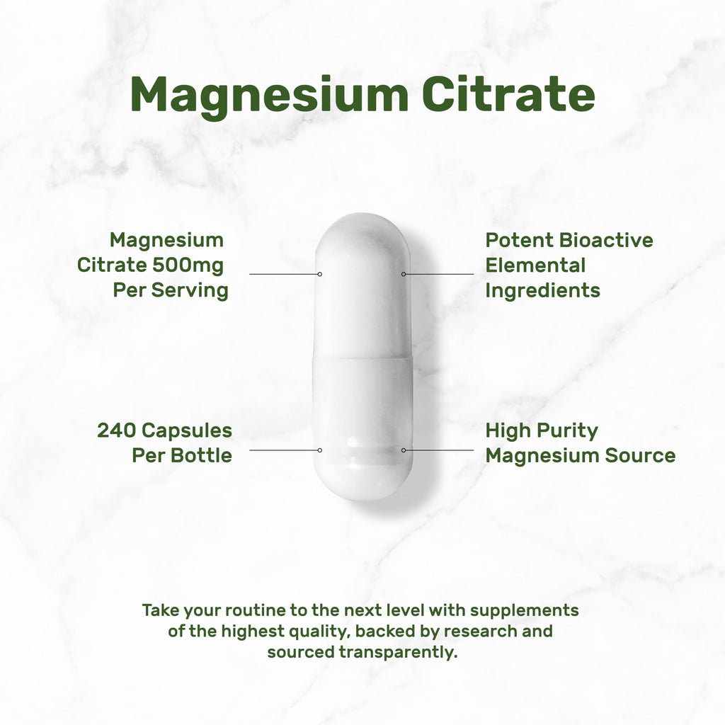 DEAL SUPPLEMENT Magnesium Citrate 500mg, 240 Capsules | Easily Absorbed, Purified Trace Mineral – One a Day, Non-GMO