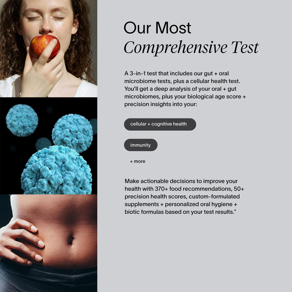 Viome at-Home Full Body Intelligence 3-in-1 Test Kit for Women & Men, 50+ Health Scores from Blood, Saliva, and Stool, Comprehensive Gut Microbiome Analysis, Biological Age, BioHacker Friendly Viome Au supplements