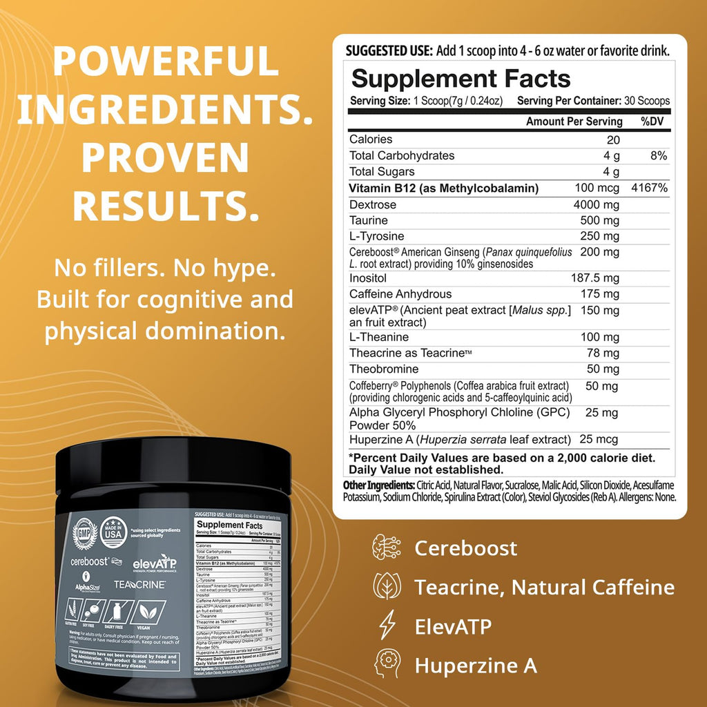 Granite Nutrition GigaBrain Nootropic Energy Powder – Cereboost, Alpha-GPC & ElevATP – Cognitive Focus Supplement for Sustained Energy & Performance – White Peach, 30 Servings Granite Supplements Au supplements
