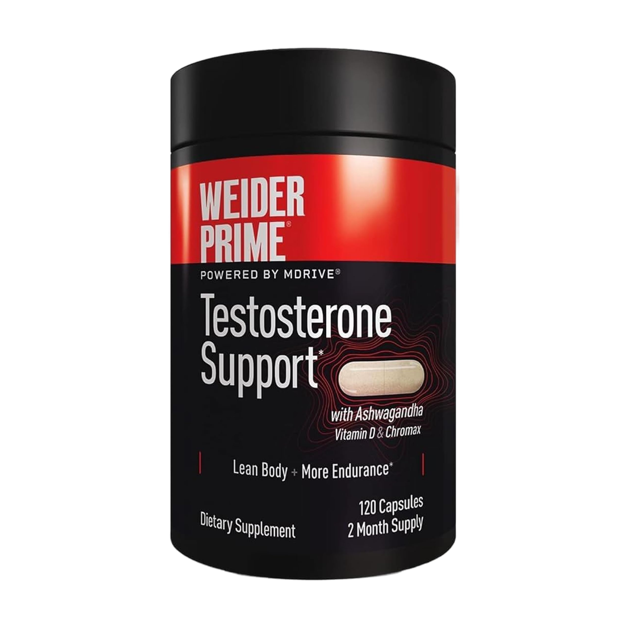 Weider Prime Support - Men's Nutrition - Enriched with Vitamins & Minerals - with Ashwagandha, Chromax Chromium, Bioperine & Zinc - Gluten Free - 120 Capsules
