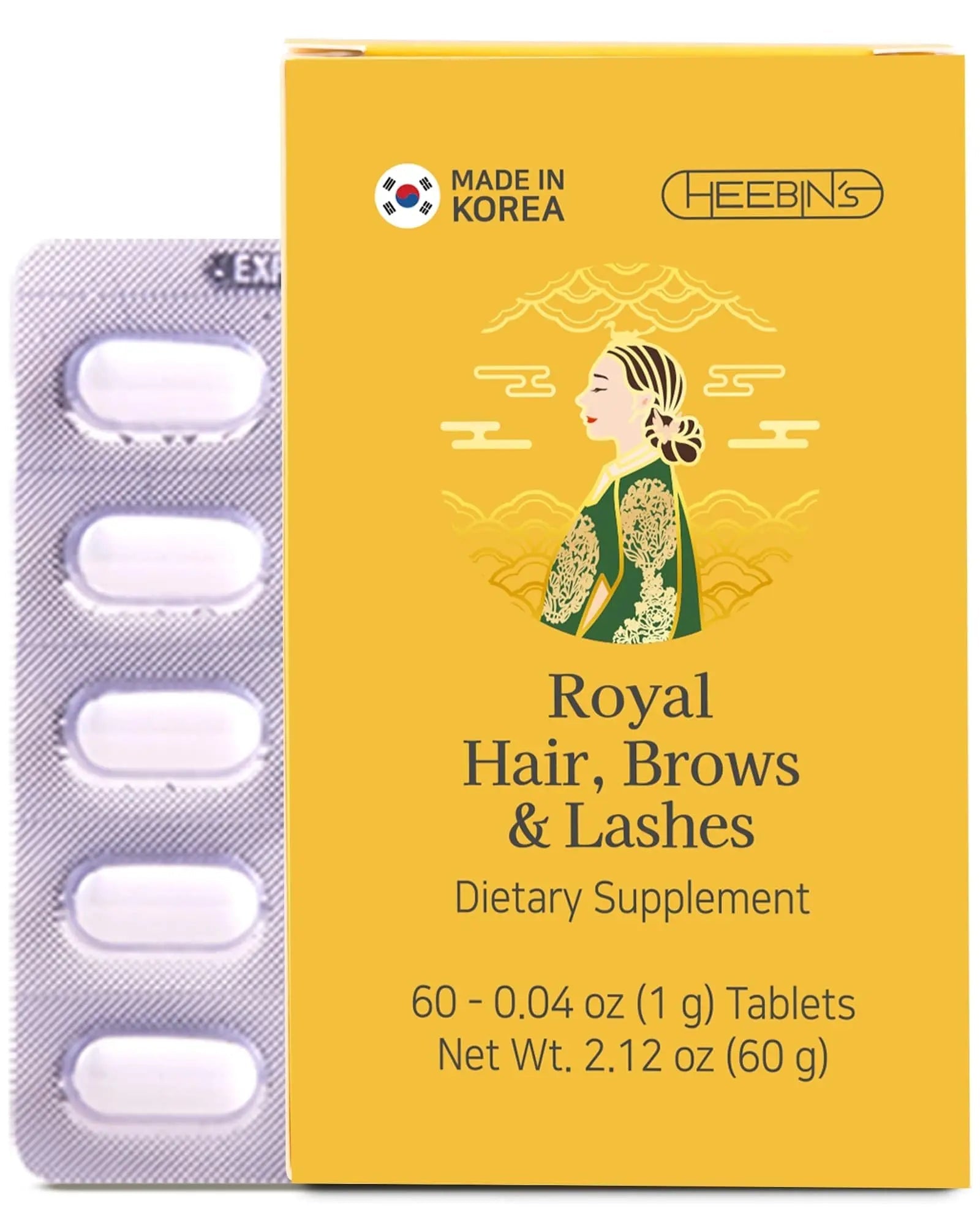 Heebin's Royal Hair, Brows & Lashes, Hair Growth Vitamins with Biotin 4000 mcg, Collagen Heebin's Au supplements