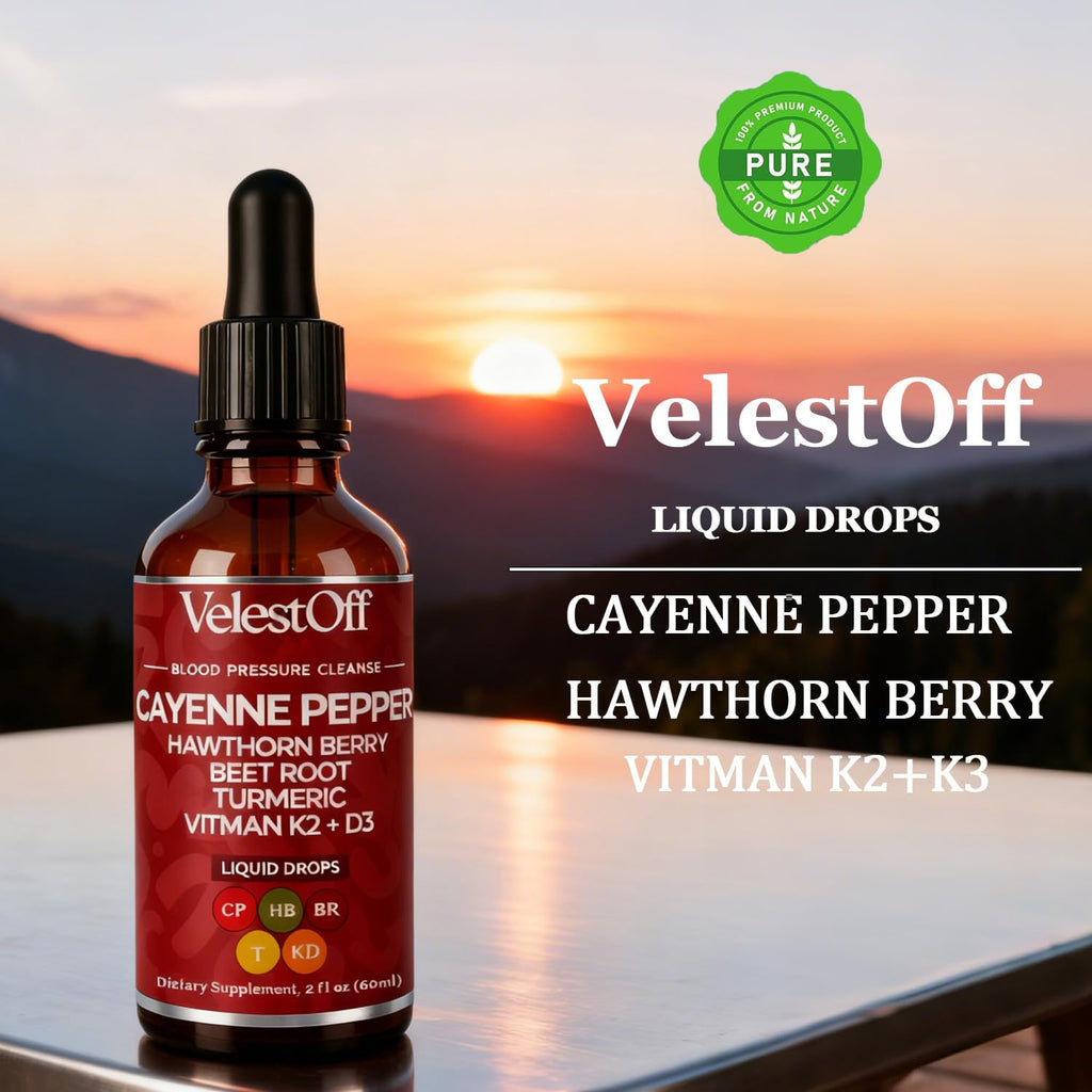 Velestoff Cayenne Pepper Drops Supplement Liquid, Onaise Cayenne Drops - Cayenne Pepper, Hawthorn Berry, Beet Root, Turmeric, Vitamin K2+d3, Immune Support, Energy Boost, 2 fl. oz. LANZF Au supplements