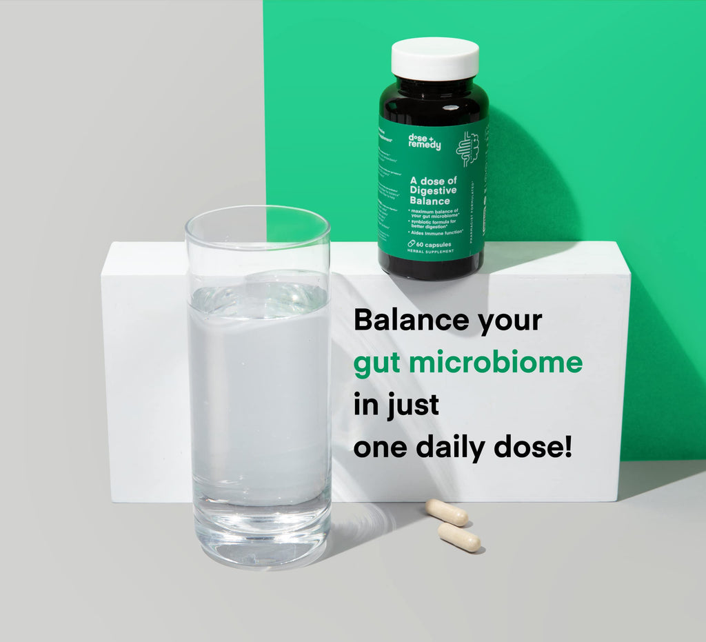 A dose of Digestive Balance-Gut Health Supplement-USDA-Kombucha, 7 Probiotic Strains and Prebiotics for Microbiome-Digestive Enzymes for Digestion
