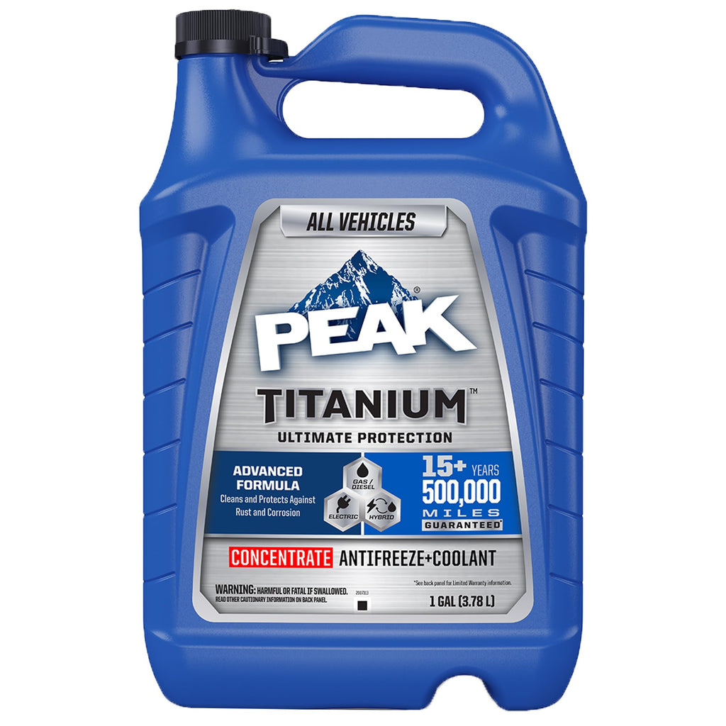 PEAK Titanium Concentrate Prediluted Antifreeze and Coolant for All Engine Cooling Systems, Long-Lasting Yellow Engine Coolant/Antifreeze for Lifetime Engine Protection in All Vehicles, 1 Gal. PEAK Au supplements