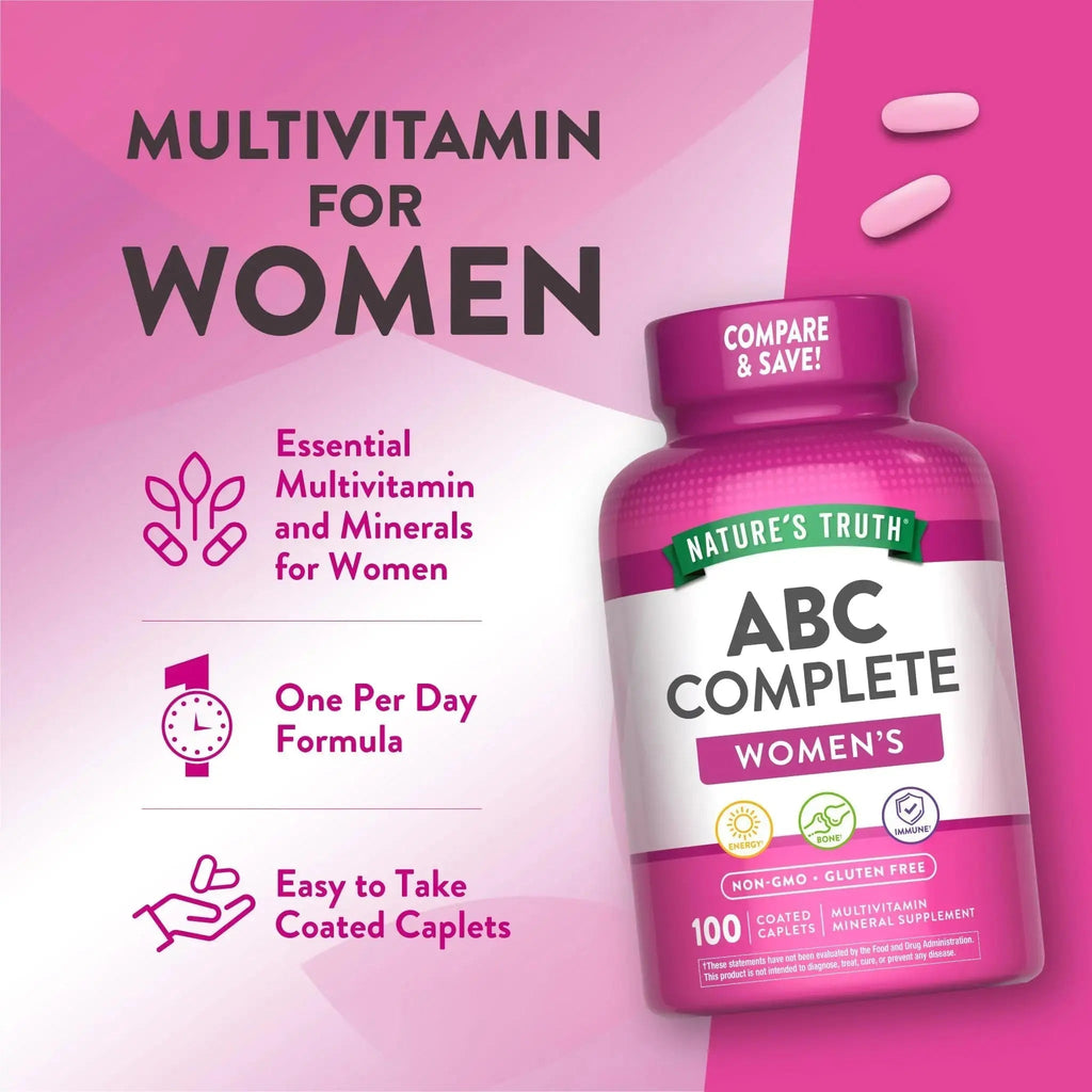 Nature's Truth Multivitamin for Women with Iron | 100 Pills | Non-GMO & Gluten Free Supplement | ABC Complete Nature's Truth Au supplements