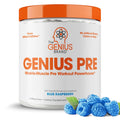 Genius Pre Workout Powder, Blue Raspberry - All-Natural Nootropic Pre-workout & Caffeine The Genius Brand Au supplements