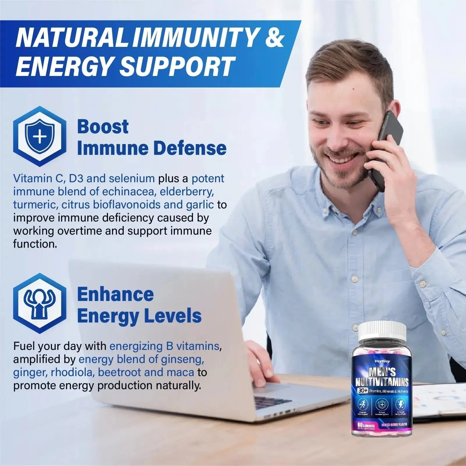 Methylated Multivitamin Gummies for Men - Mens Multivitanins Gummy with Vitamins A C D K E, Methylated Folate, B Complex Veyttisy Au supplements