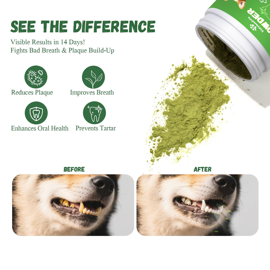 Vetriuntrix Dog Dental Powder, Dental Powder for Dogs Teeth Cleaning and Breath Fresh, Dog Teeth Cleaning Powder with Natural Plants Ingredients and Postbiotics, 200g Vetriuntrix Au supplements