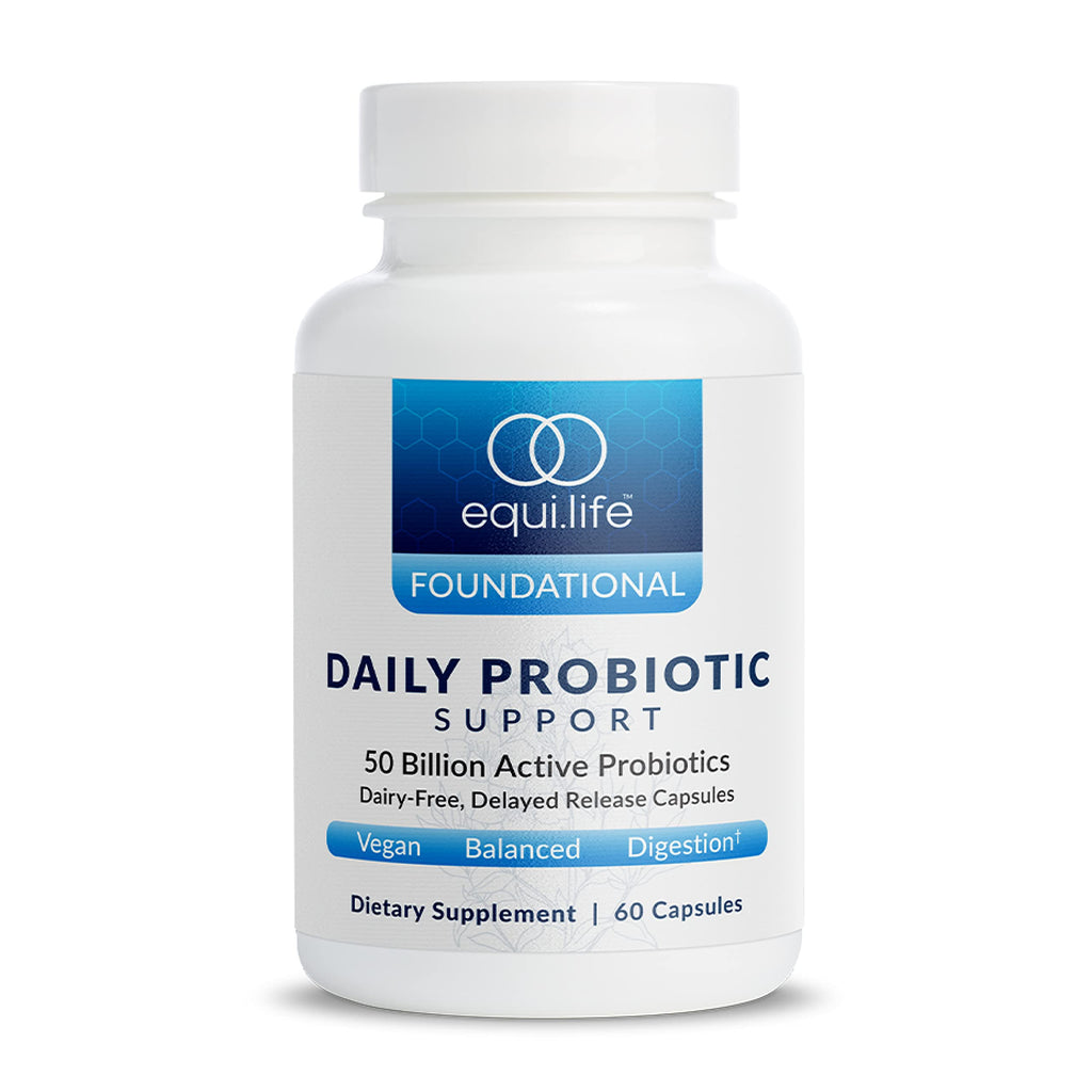 Equilife Daily Probiotic Support, 50 Billion CFU, 8 Probiotic Strains, Digestive and Gut Health Supplement for Men and Women, Gluten Free, Soy and Dairy Free