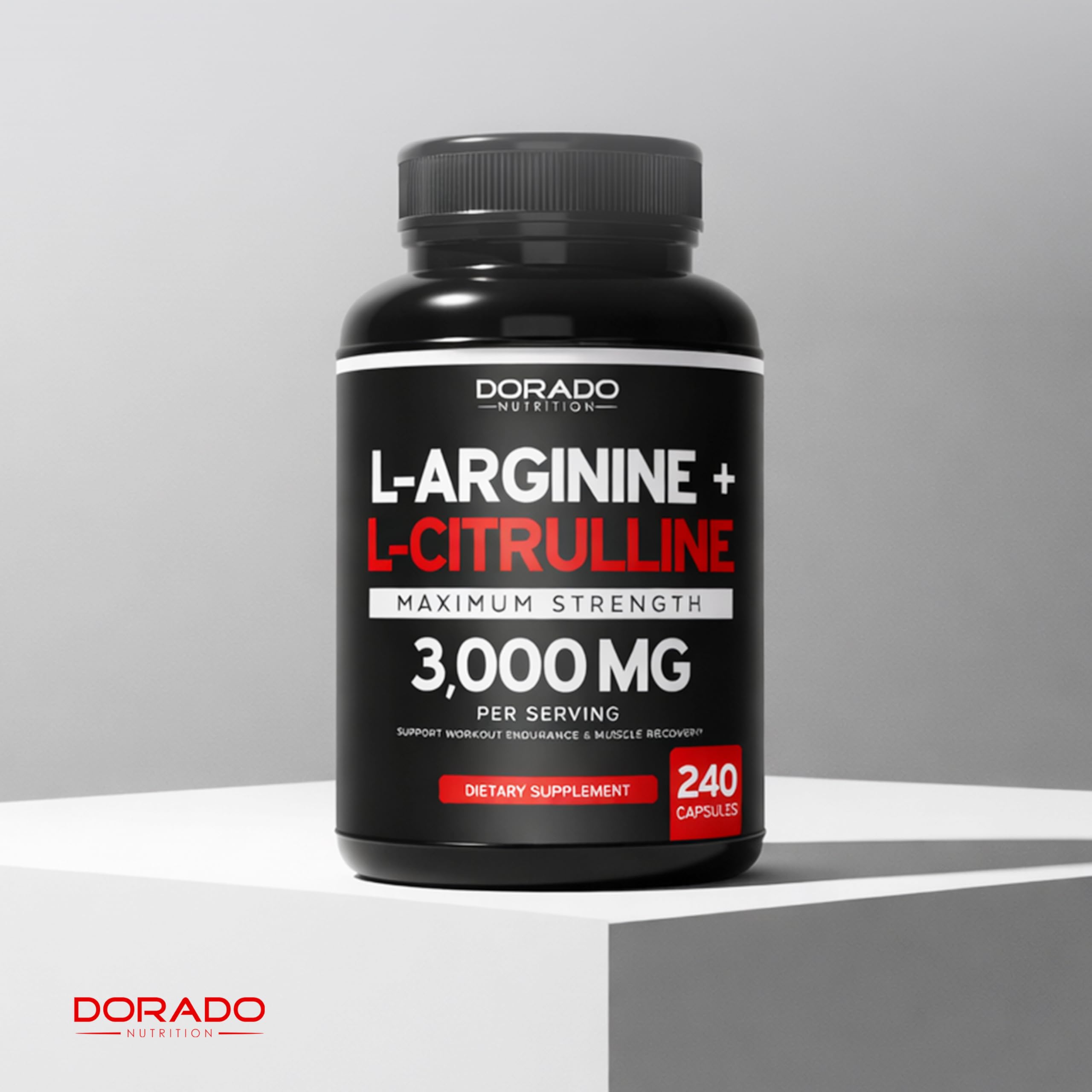 L Arginine L Citrulline Supplement 3000mg (240 Capsules) Nitric Oxide Pills for Men - Stamina, Endurance, Performance for Workouts - NO Supplements for Men