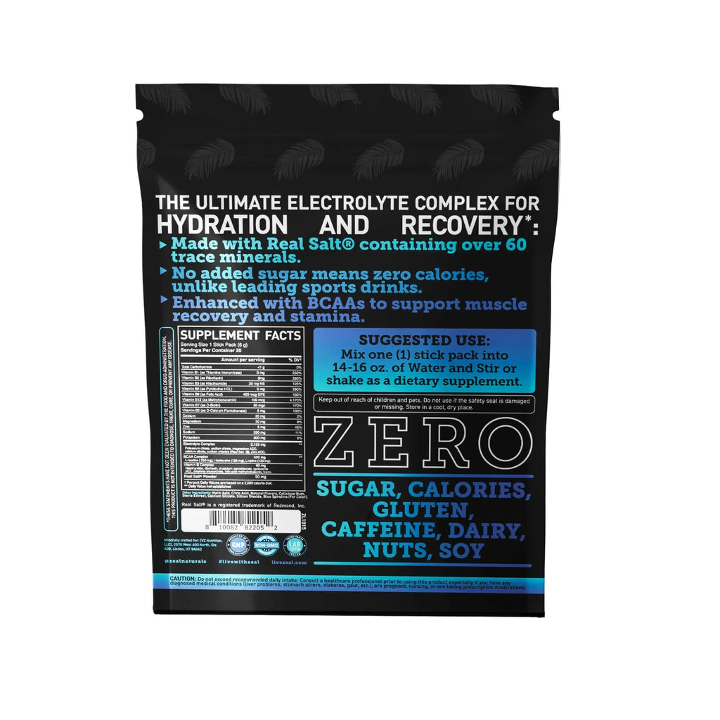 Enhanced Powder Stick Packs (Blue Raspberry - 20 Packets) Sugar Free + BCAA B-Vitamin Zeal Naturals Au supplements