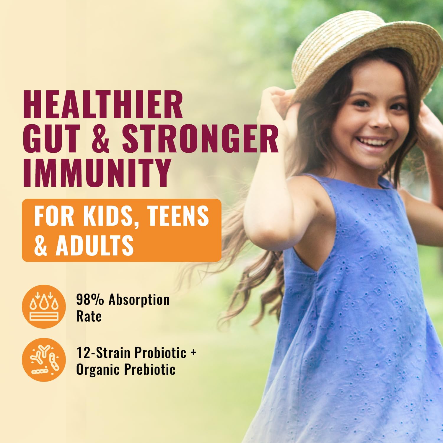 Total Nutra USDA Organic Liquid Probiotic for Kids, Women & Men, Toddler Probiotic Drops with Alfalfa Prebiotic Blend + Acidophilus for Gut Health, Vegan