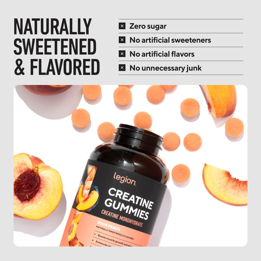 LEGION Creatine Monohydrate Gummies for Men & Women – Clean Chewable Creatine Supplement for Strength, Endurance & Muscle Recovery – 30 Sour Raspberry Lemonade Servings – No Artificial Flavors