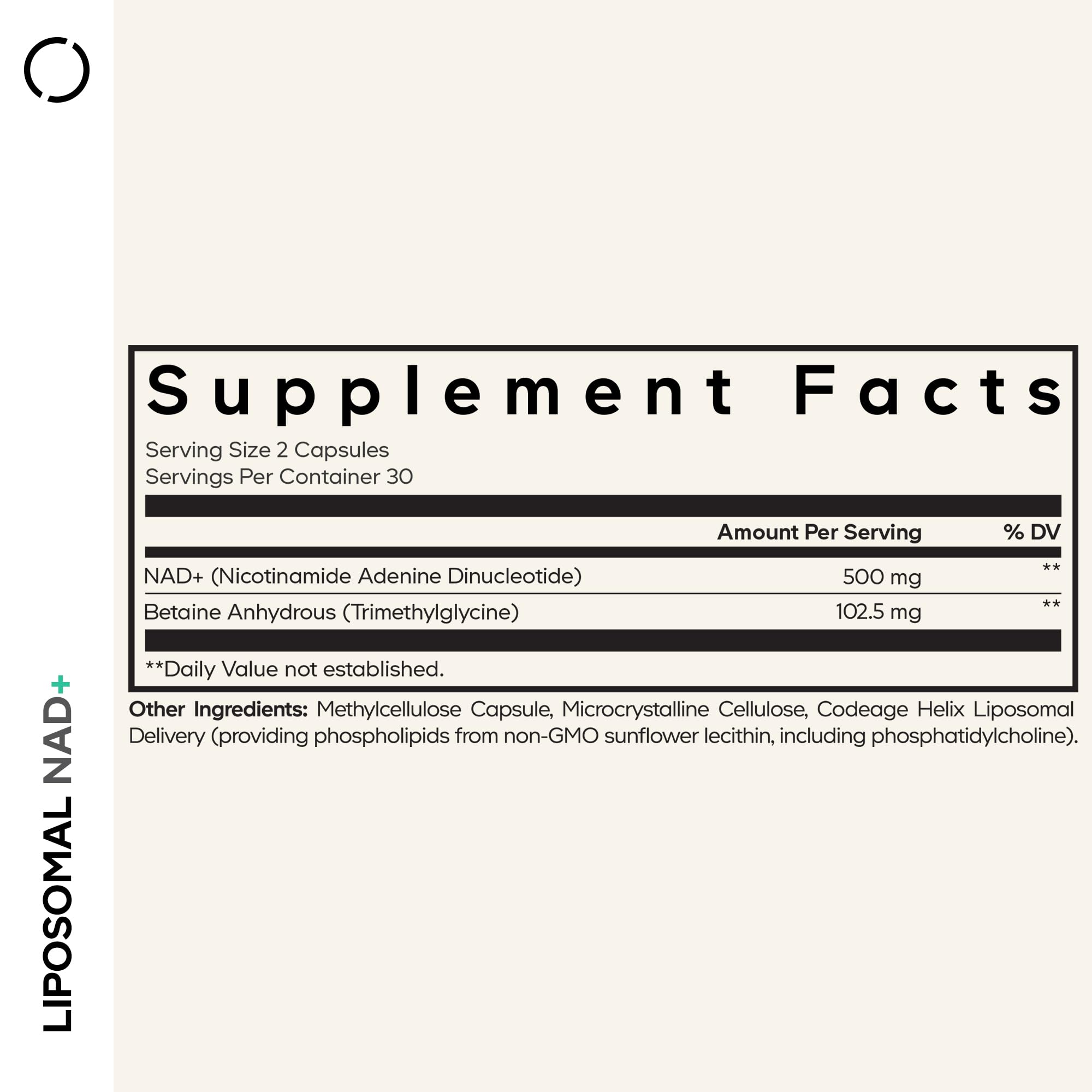 Codeage Liposomal NAD+ Supplement - NAD Nicotinamide Adenine Dinucleotide Coenzyme Pills - 500 mg NAD+ Per Serving & Betaine Anhydrous - Liposomal Delivery - Vegan, Non-GMO, Gluten-Free - 60 Capsules Codeage Au supplements