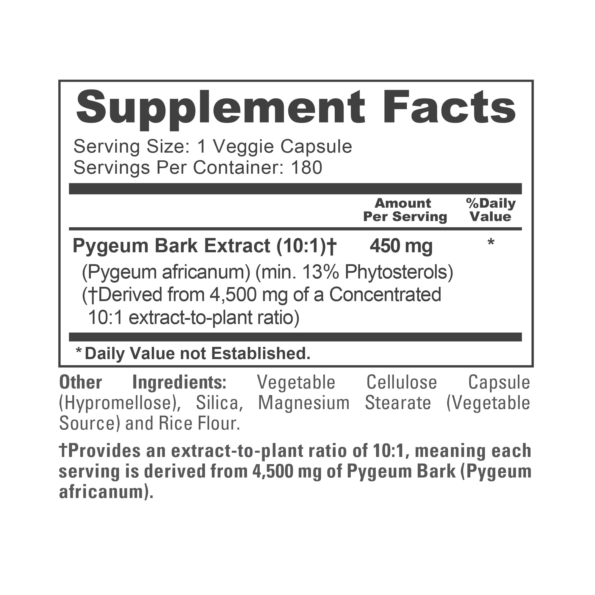 NusaPure Pygeum Bark 10:1 Extract, 450 mg Equivalent to 4,500mg 180 Veggie Caps (Non-GMO, Vegan) NusaPure Au supplements