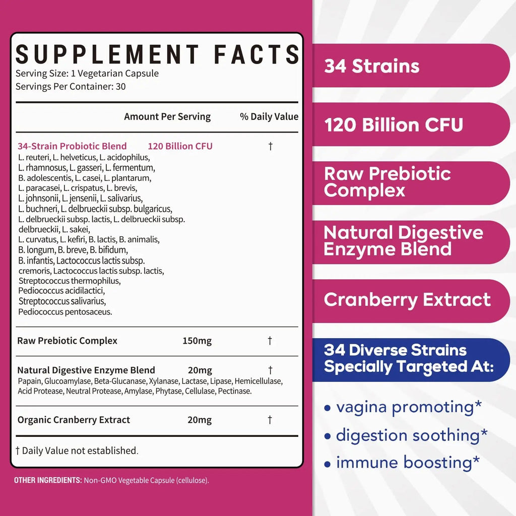 Surebounty Probiotics for Women, 120 Billion CFU 34 Strains, Prebiotics + Digestive Enzymes Surebounty Au supplements