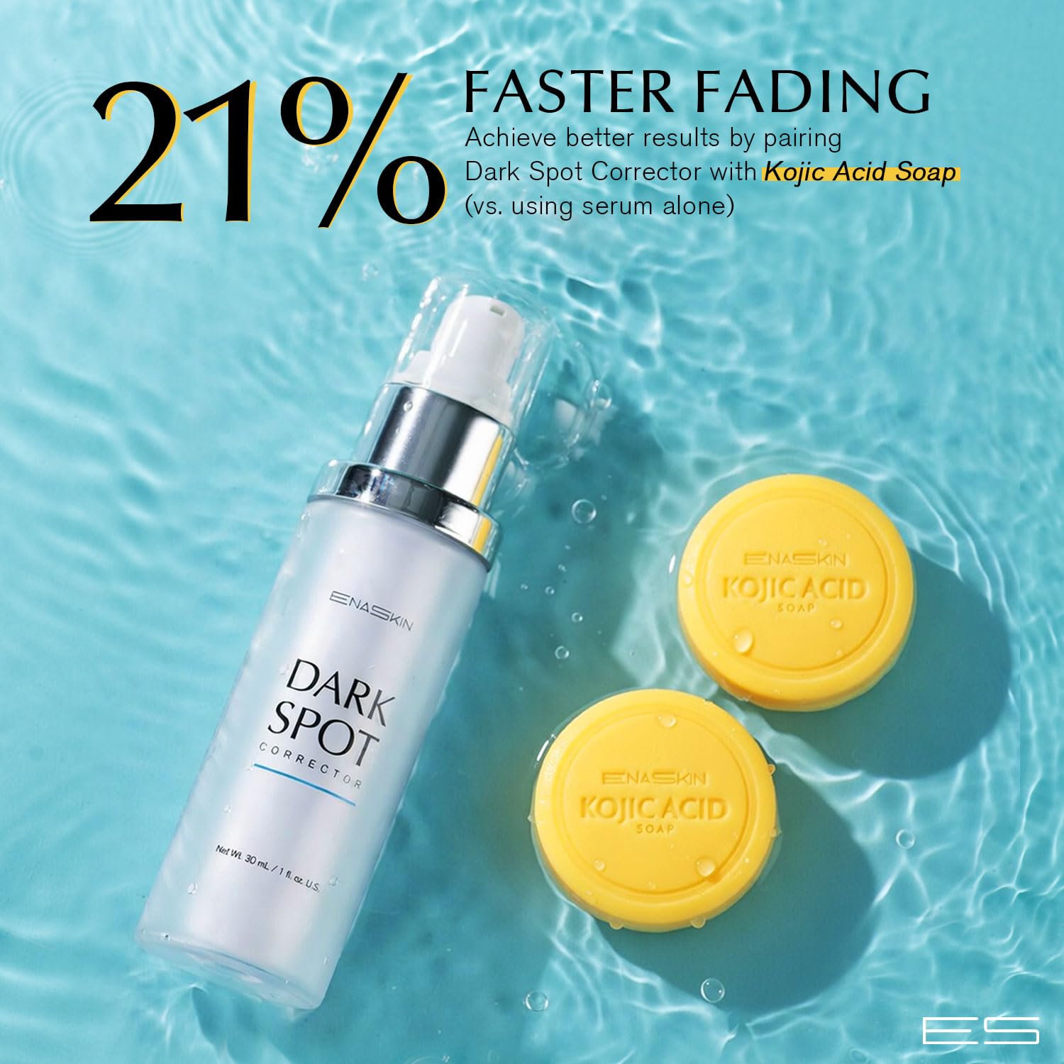 Enaskin Dark Spot Set - Serum & Soap Bars: Hyperpigmentation Body Treatment for Freckles Melasma Age Spot Sun Spot - Dark Spots Corrector Serum