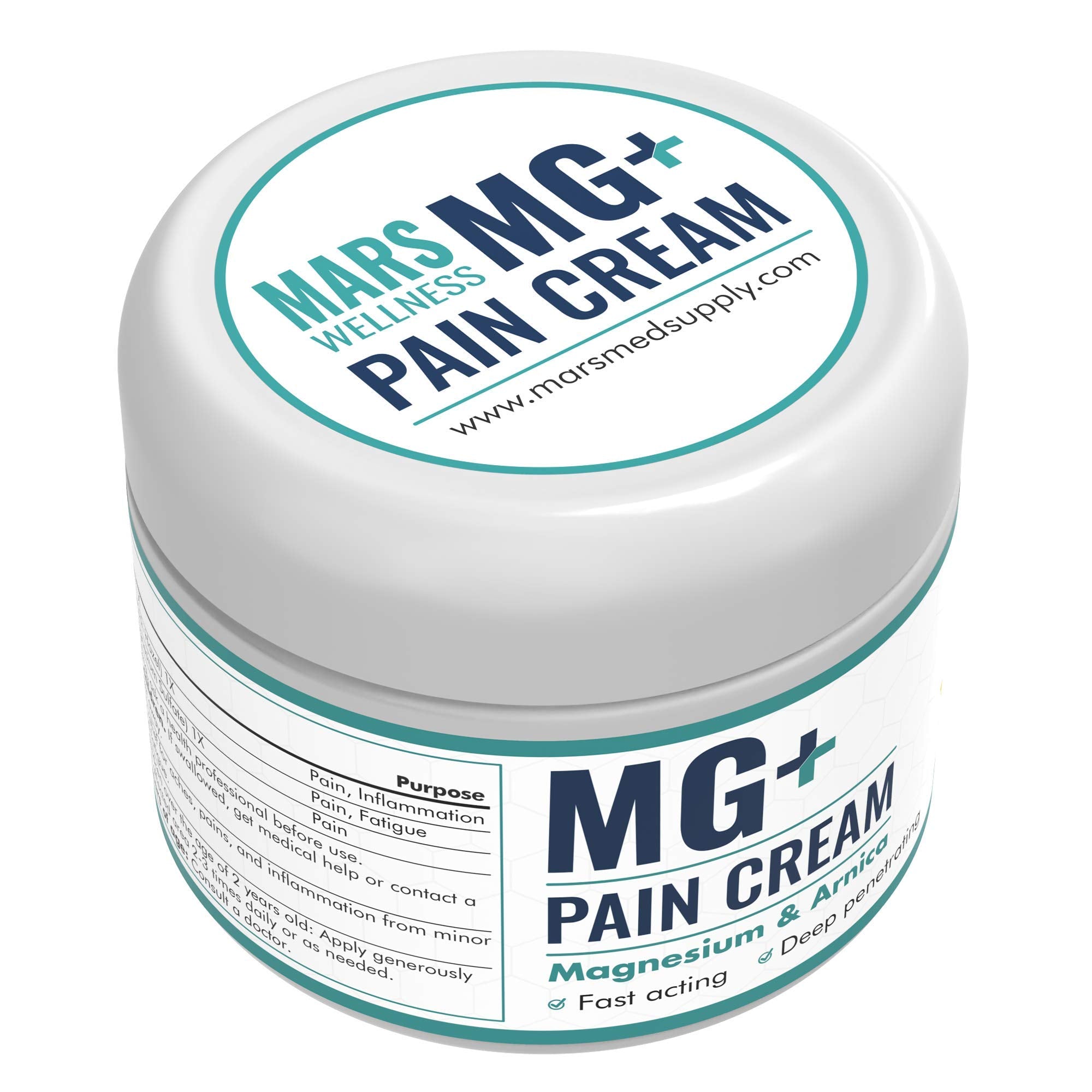 Mars Wellness MG+ Magnesium Cream Pain Relief - Extra Strength Magnesium and Arnica Cream - 4 OZ Tub - Neuropathy, Muscle Pain, and Leg Cramps Relief - 1 Pack MARS WELLNESS Au supplements