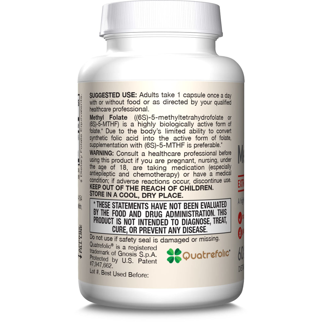Jarrow Formulas Extra Strength Methyl Folate 400 mcg, Dietary Supplement for Cardiovascular and Neurologic Health Support