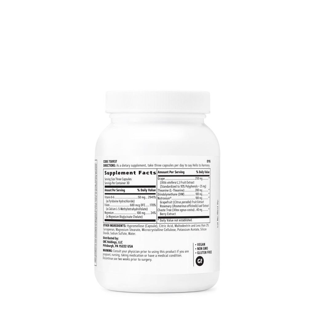 GNC Women's Hello Harmony | Clinically Proven Hormonal Support for Women | Supports Mood, Skin, and Stress Management | Vegan and Gluten Free | 90 Count GNC Au supplements